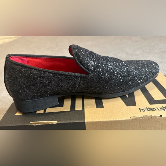 Uubaris men’s size 10.5 sparkly loafer for suit or tuxedo black - Picture 7 of 7